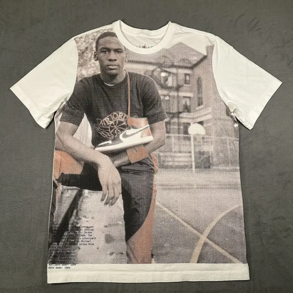 RARE Nike Air Jordan T Shirt 1984 Size L Rookie Playground Retro 1 Chicago
